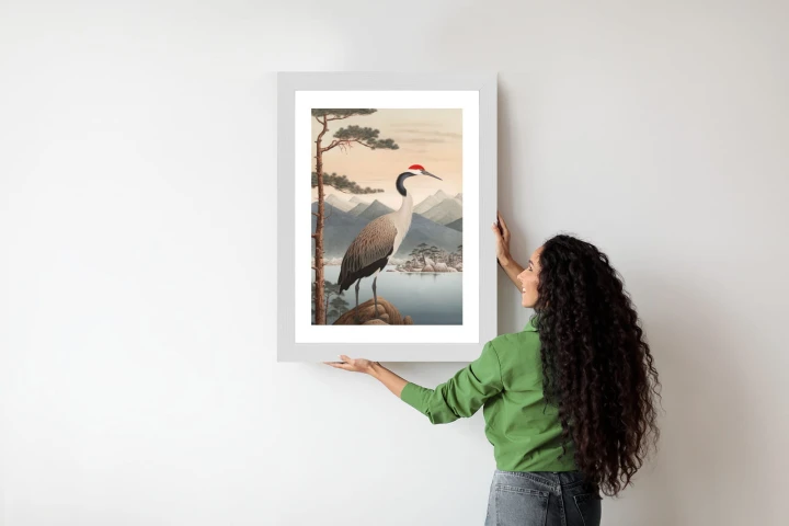 Plakat Ilustracja Z Żurawiem I Sosną