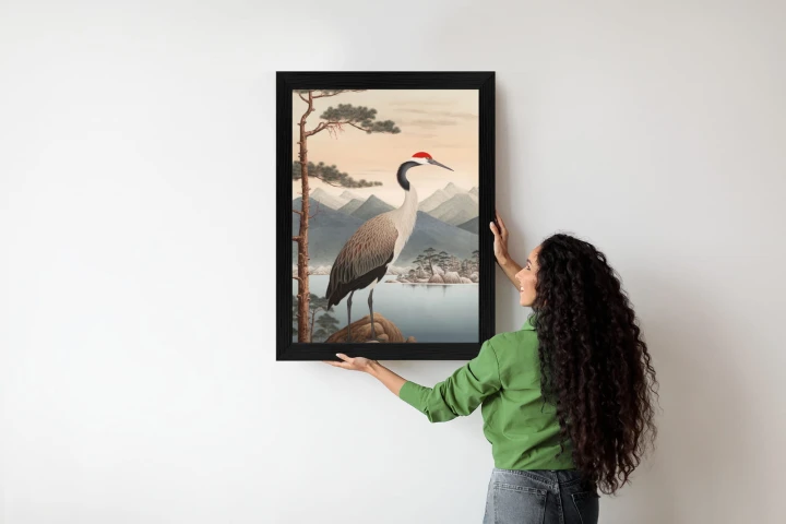 Plakat Ilustracja Z Żurawiem I Sosną