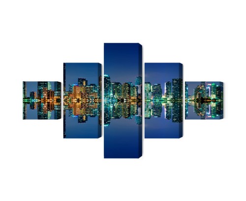 Obraz Wieloczęściowy Panorama Miami Nocą
