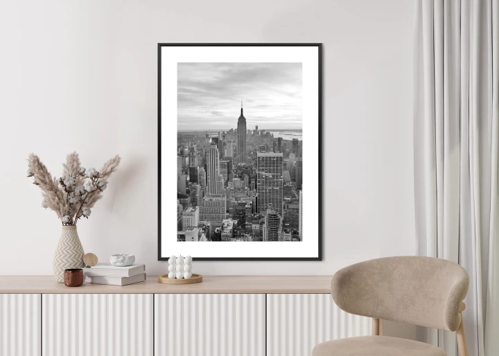 Plakat Empire State Building Czarno Biały Krajobraz