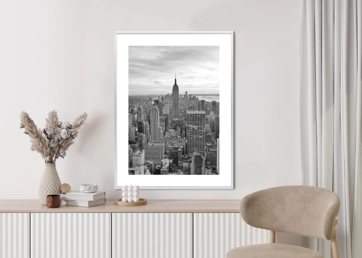 Plakat Empire State Building Czarno Biały Krajobraz