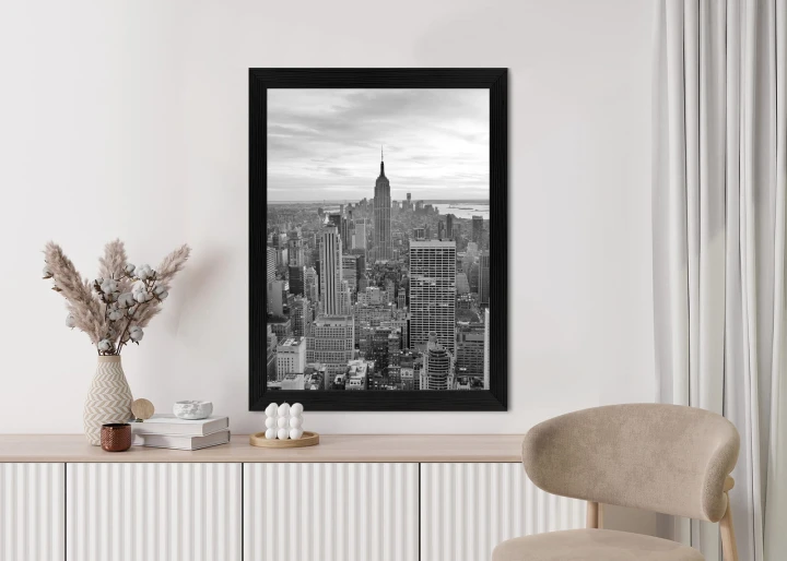 Plakat Empire State Building Czarno Biały Krajobraz