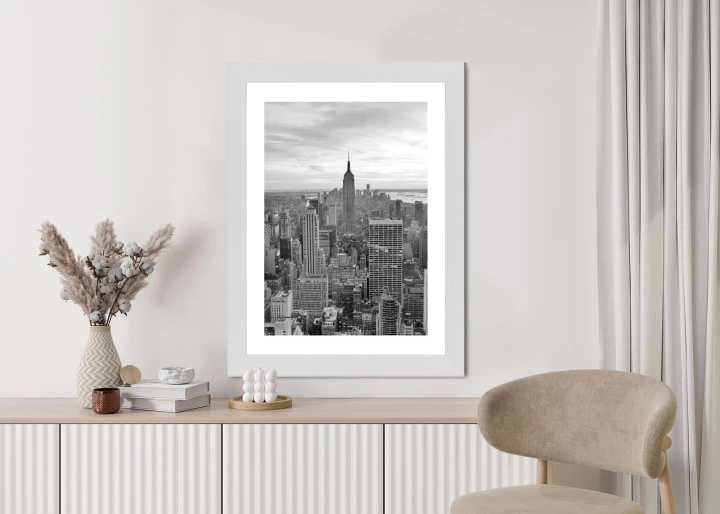 Plakat Empire State Building Czarno Biały Krajobraz