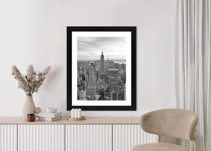 Plakat Empire State Building Czarno Biały Krajobraz