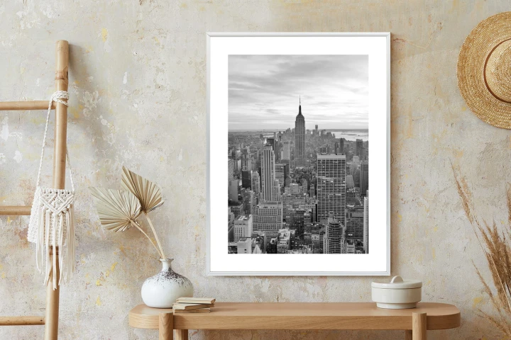 Plakat Empire State Building Czarno Biały Krajobraz