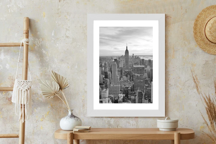 Plakat Empire State Building Czarno Biały Krajobraz