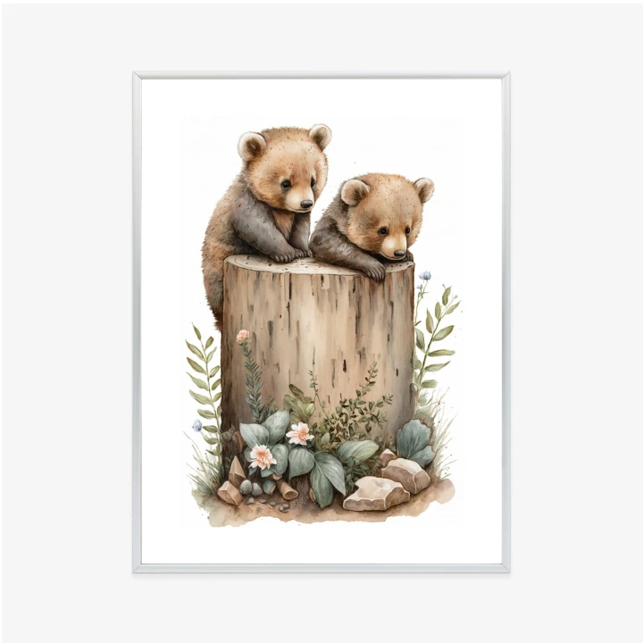 Plakat Ilustracja Z Niedźwiadkami