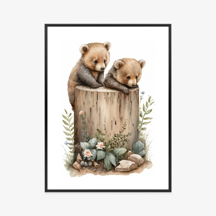 Plakat Ilustracja Z Niedźwiadkami