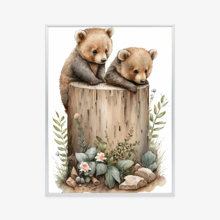 Plakat Ilustracja Z Niedźwiadkami