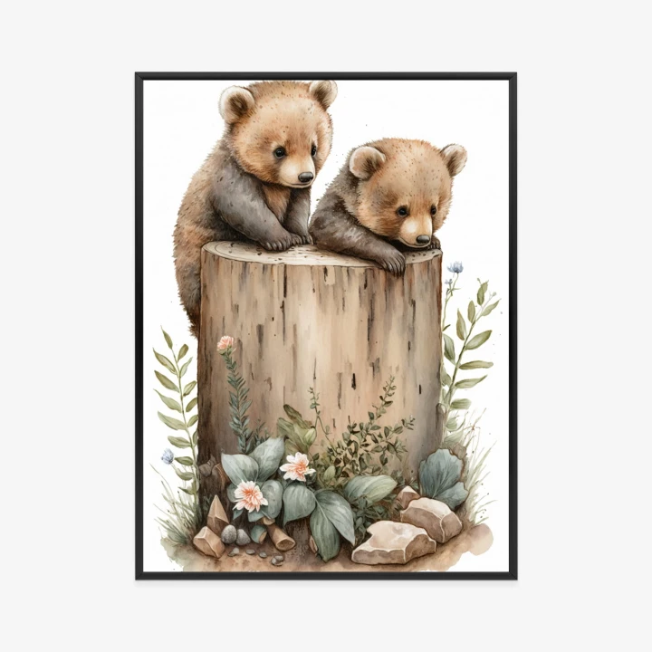 Plakat Ilustracja Z Niedźwiadkami