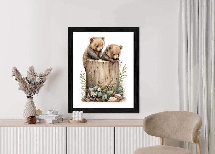 Plakat Ilustracja Z Niedźwiadkami