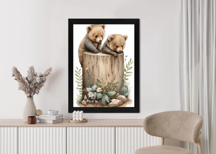 Plakat Ilustracja Z Niedźwiadkami