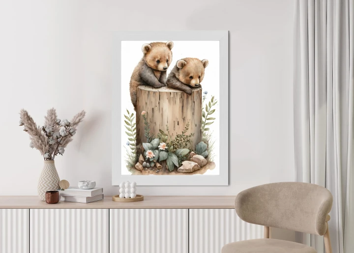 Plakat Ilustracja Z Niedźwiadkami