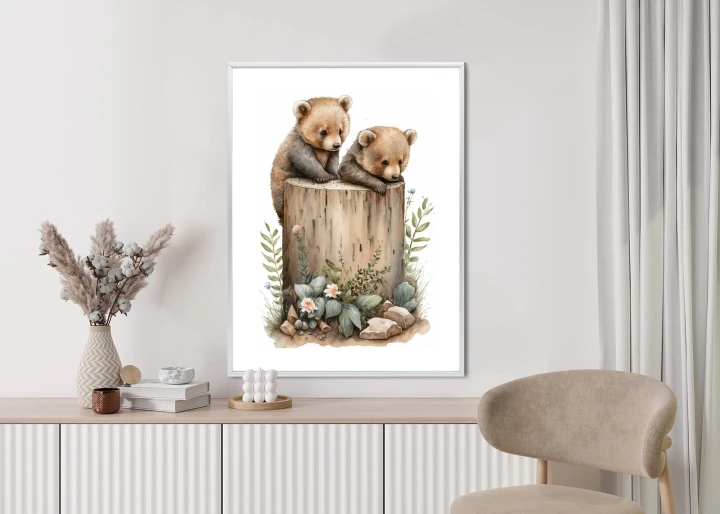 Plakat Ilustracja Z Niedźwiadkami