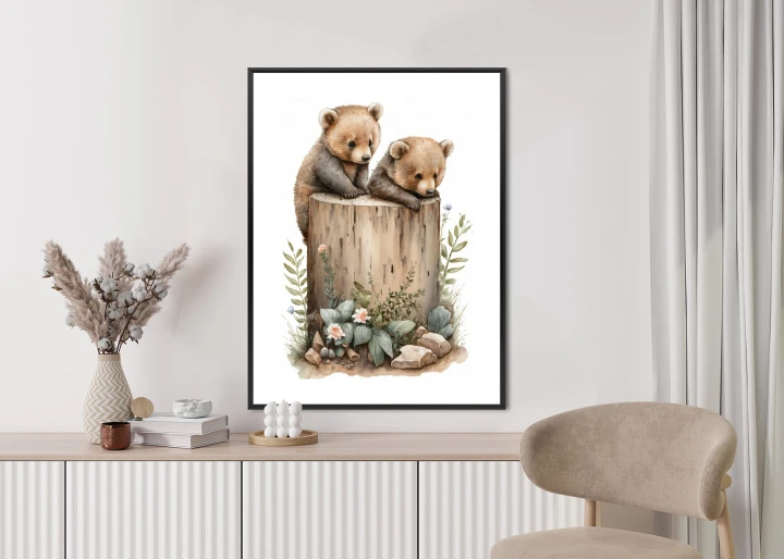 Plakat Ilustracja Z Niedźwiadkami