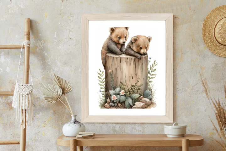 Plakat Ilustracja Z Niedźwiadkami