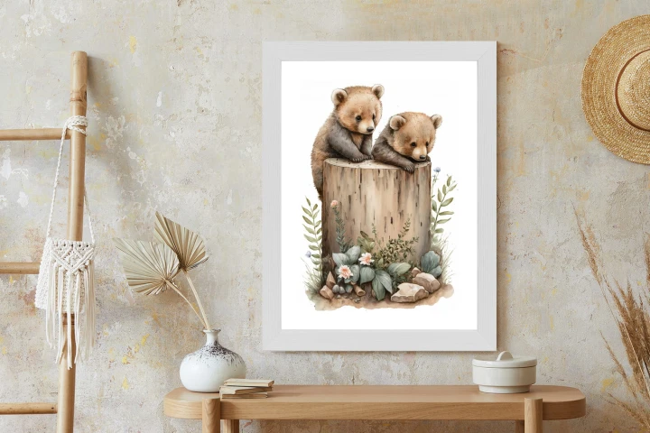 Plakat Ilustracja Z Niedźwiadkami