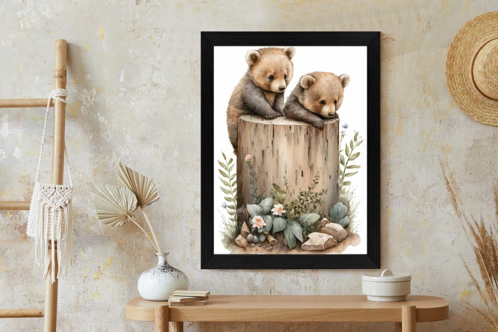 Plakat Ilustracja Z Niedźwiadkami