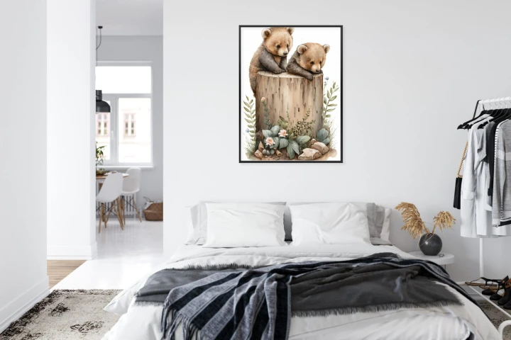 Plakat Ilustracja Z Niedźwiadkami