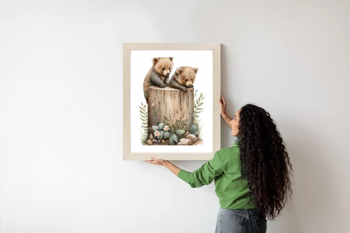 Plakat Ilustracja Z Niedźwiadkami