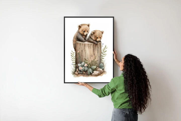 Plakat Ilustracja Z Niedźwiadkami