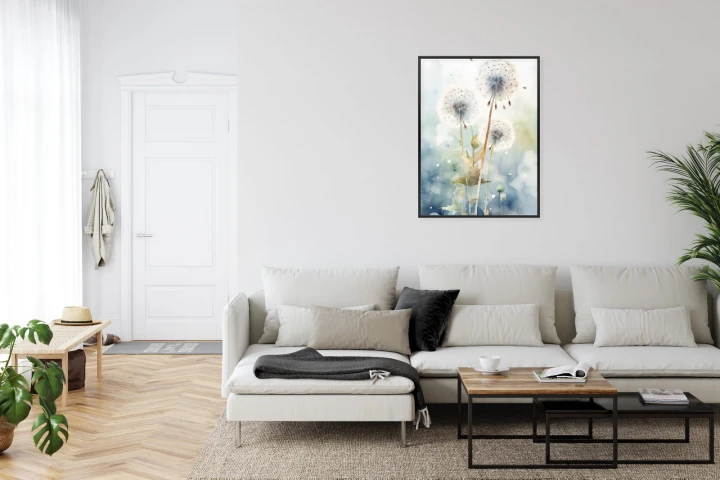 Plakat Trzy Mniszki Lekarskie Na Akwarelowym Tle