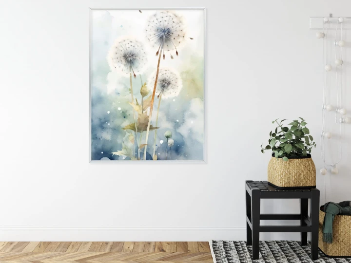 Plakat Trzy Mniszki Lekarskie Na Akwarelowym Tle