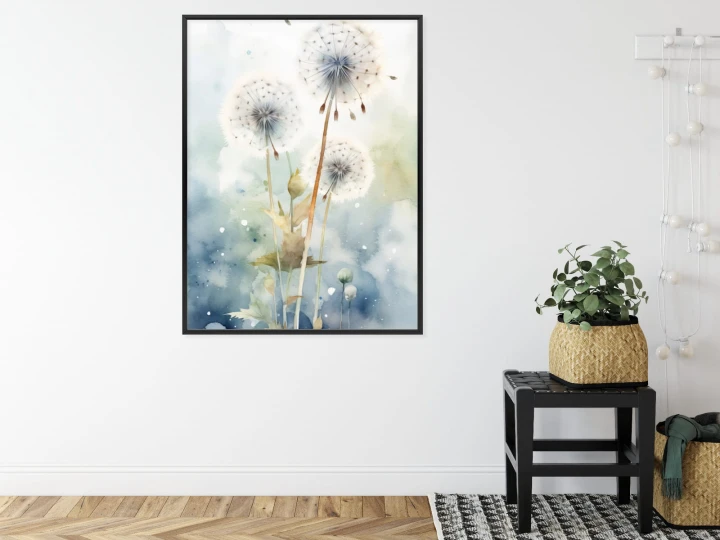 Plakat Trzy Mniszki Lekarskie Na Akwarelowym Tle