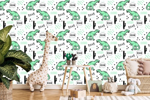 Tapeta W Dinozaury, Kaktusy, Do Pokoju Dziecka