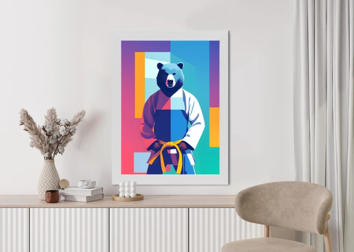 Plakat Miś W Ubraniu Karate