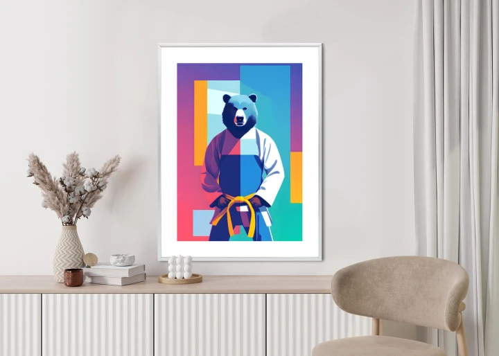 Plakat Miś W Ubraniu Karate