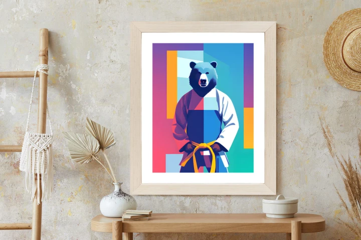Plakat Miś W Ubraniu Karate