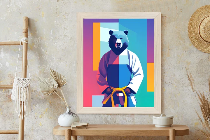 Plakat Miś W Ubraniu Karate