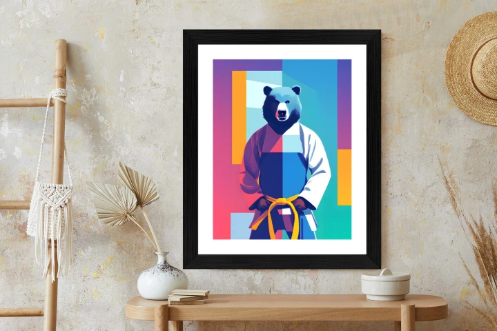 Plakat Miś W Ubraniu Karate