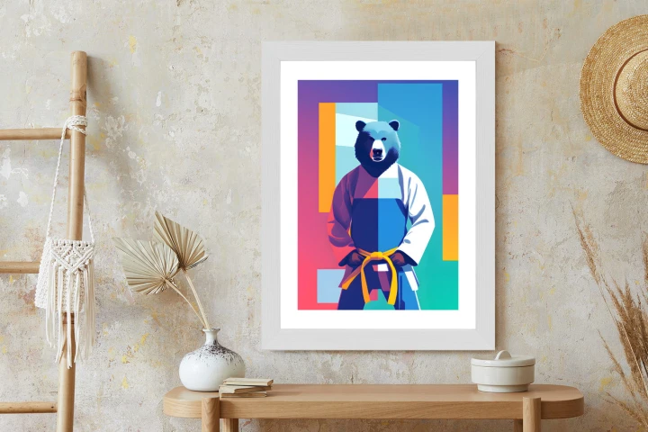 Plakat Miś W Ubraniu Karate