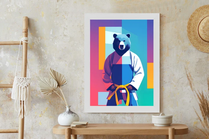 Plakat Miś W Ubraniu Karate