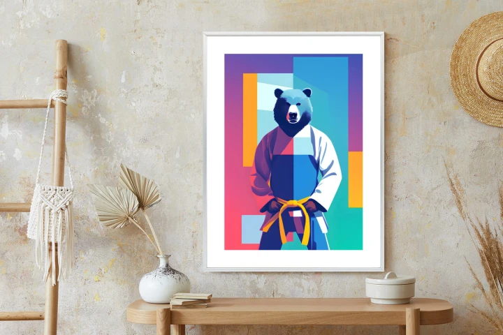 Plakat Miś W Ubraniu Karate