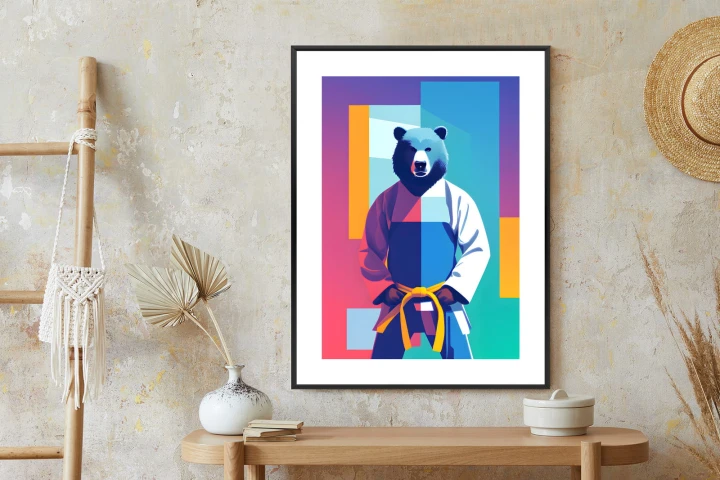 Plakat Miś W Ubraniu Karate