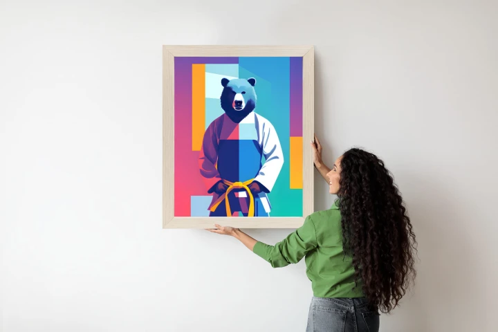 Plakat Miś W Ubraniu Karate