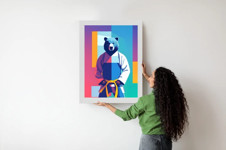 Plakat Miś W Ubraniu Karate