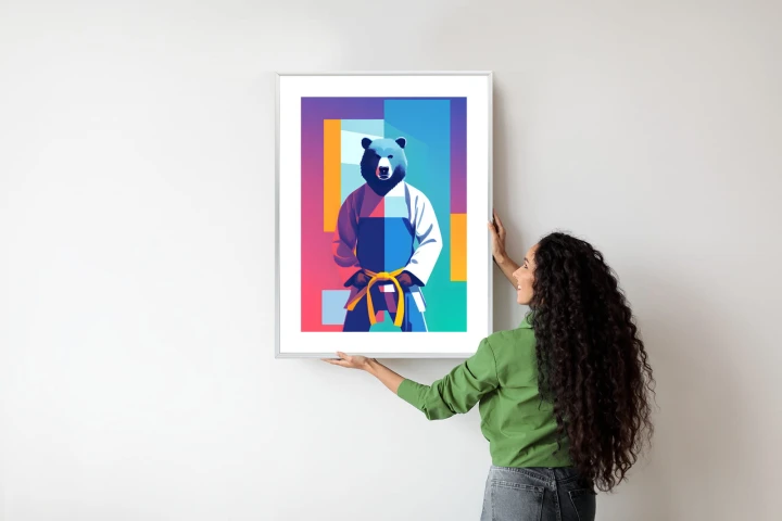 Plakat Miś W Ubraniu Karate