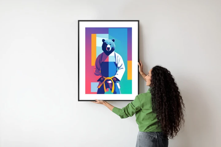 Plakat Miś W Ubraniu Karate