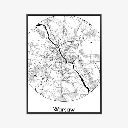 Plakat Warszawa Minimalistyczna Mapa W Kole