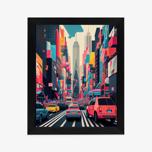 Plakat Kolorowe Auta Na Ulicy Nowego Jorku Abstrakcja
