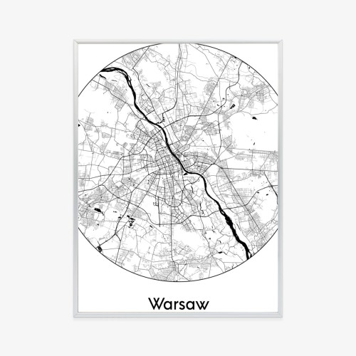 Plakat Warszawa Minimalistyczna Mapa W Kole