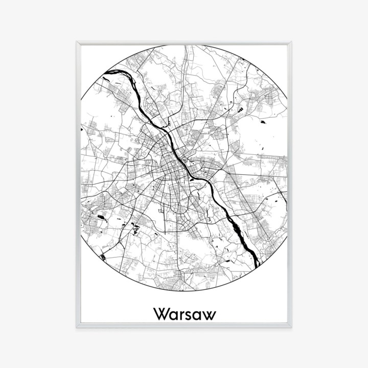 Plakat Warszawa Minimalistyczna Mapa W Kole