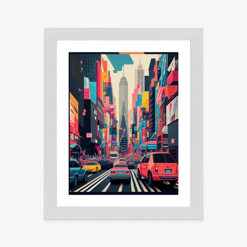 Plakat Kolorowe Auta Na Ulicy Nowego Jorku Abstrakcja