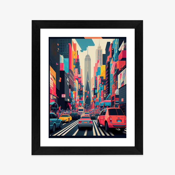 Plakat Kolorowe Auta Na Ulicy Nowego Jorku Abstrakcja
