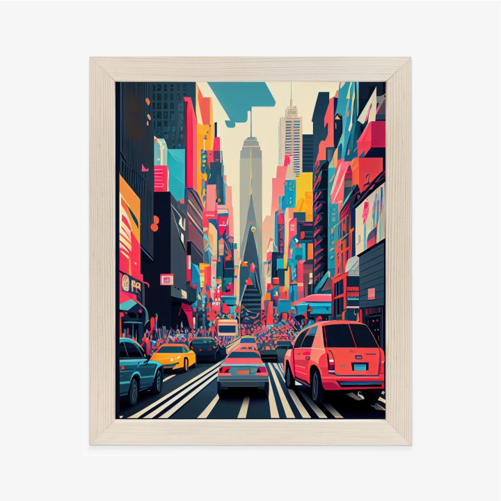 Plakat Kolorowe Auta Na Ulicy Nowego Jorku Abstrakcja