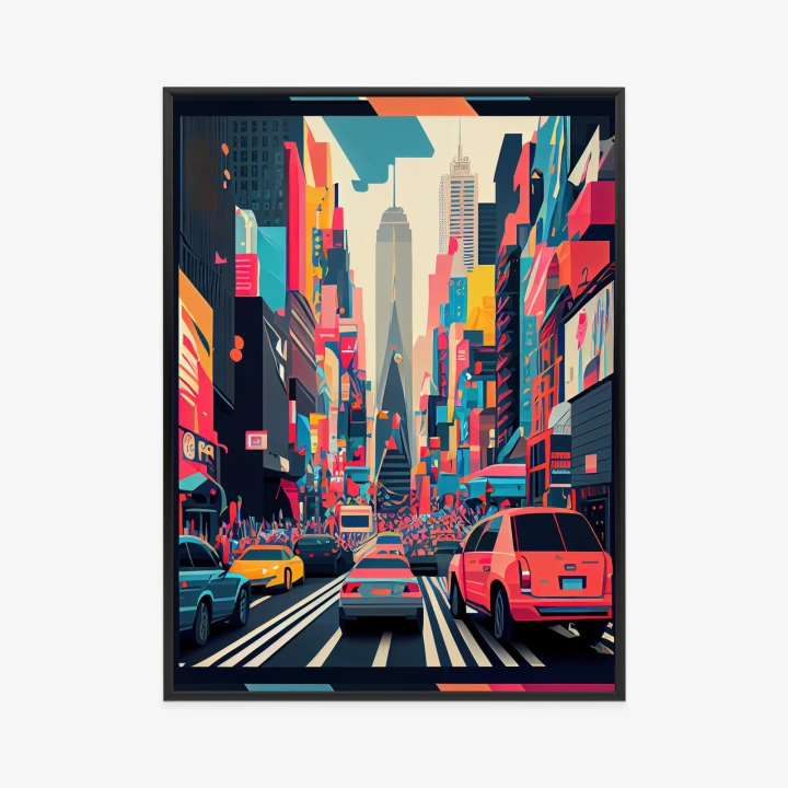 Plakat Kolorowe Auta Na Ulicy Nowego Jorku Abstrakcja